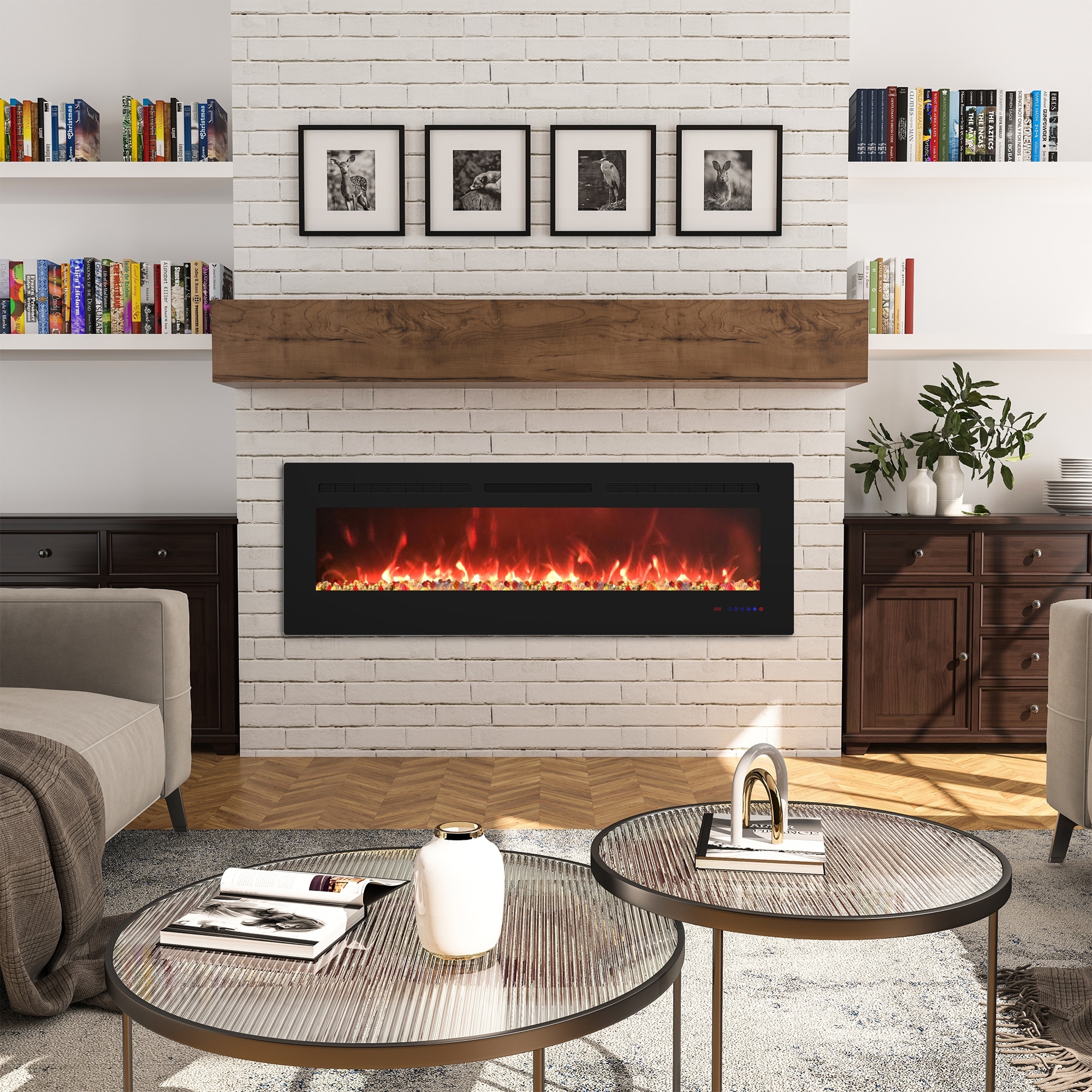 Clihome 60'' Built-in and Wall-Mounted Electric Fireplace - 60 in. - Bed  Bath u0026 Beyond - 34053662