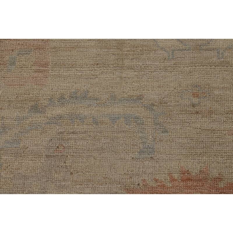 Hand Knotted Oriental 100% Wool Carpet Transitional All-Over Beige & Ivories Oushak Area Rug - 12' 0'' X 9' 2''