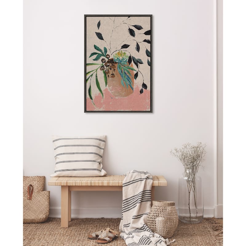 Kate and Laurel Sylvie Wild Foliage l Framed Canvas by Nikita Jariwala