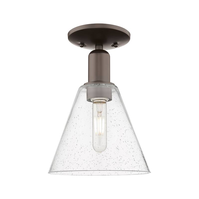 Innovations Lighting 716-1C-12-8 Berkshire Glass Semi-Flush Berkshire - Oil Rubbed Bronze / Seedy