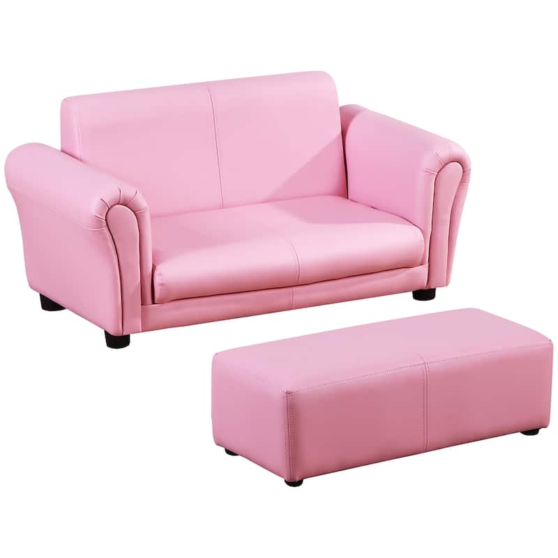 Qaba Kids Sofa Set with Footstool for Toddlers and Babies