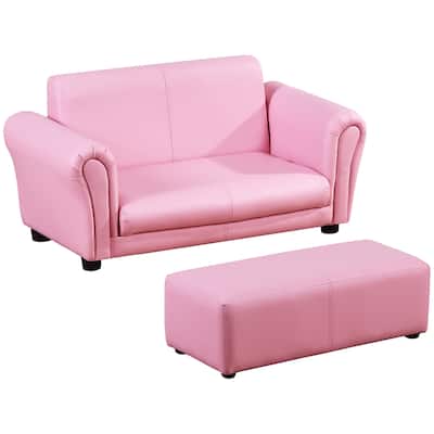Qaba Kids Sofa Set with Footstool for Toddlers and Babies