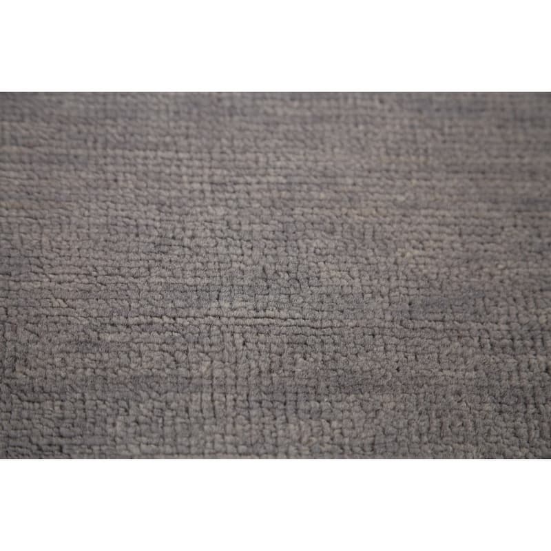 Hand Knotted Oriental 100% Wool Carpet Modern Solid Greys & Charcoal Gabbeh Runner Rug - 10' 0'' X 3' 1''