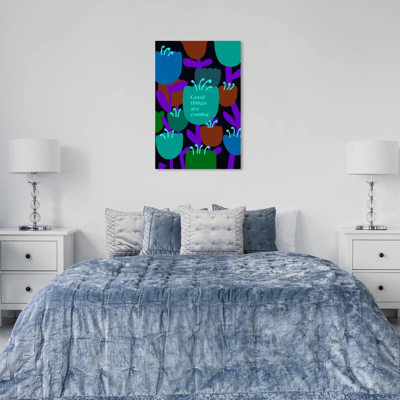 Wynwood Studio Canvas Floral and Botanical On it way Pink and Light Red Modern & Contemporary Wall Art Canvas Print - 36 x 24