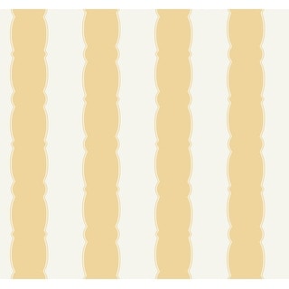 Scalloped Stripe Yellow Wallpaper - Bed Bath & Beyond - 39953743