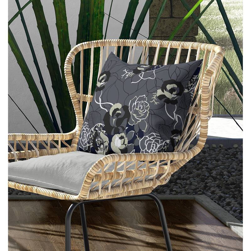 Regal Rose Retreat Indoor/Outdoor Reversible Throw Pillow Dark and Gray