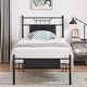 preview thumbnail 17 of 19, VECELO Industrial Kids Bed Frame with Wood Headboard,Twin Size Bed Set of 2