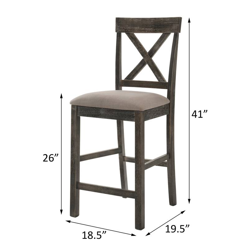 Tan and Weathered Grey Counter Height Stools with Cross Back (Set of 2)