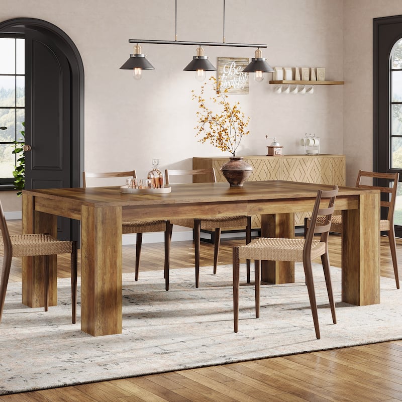 63 Inches Rectangular Modern Wood Dining Table for 4