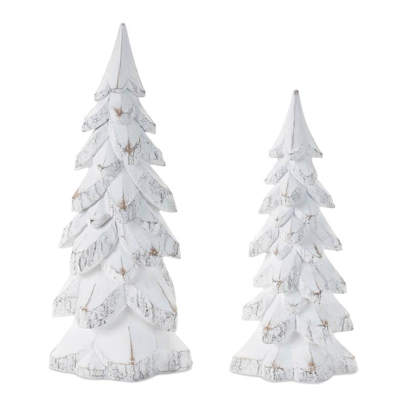 White Washed Pine Tree (Set of 2) - N/A