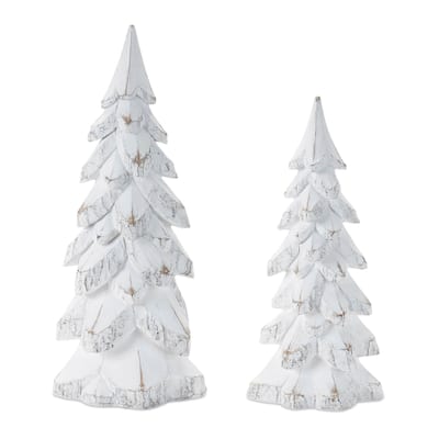 White Washed Pine Tree (Set of 2) - N/A