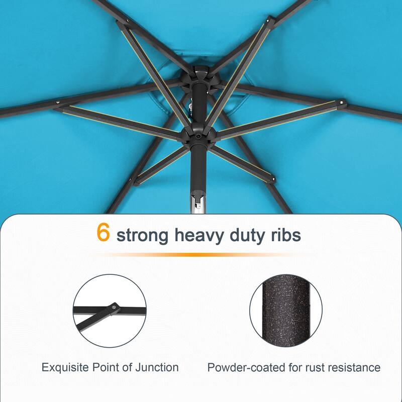 LIVOOSUN 10 x 6.5ft Outdoor Market Patio Umbrella w/Tilt and Crank