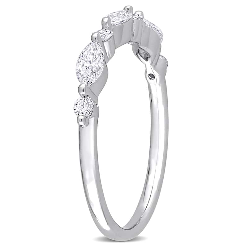 1/2ct TDW Lab-Grown Diamond Semi-Eternity Ring in Platinum Silver