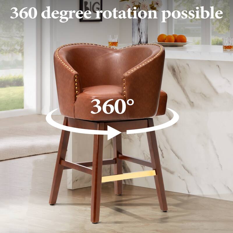 26.4"H Height Solid Wood Swivel Indoor BarStools Set of 2 or 4