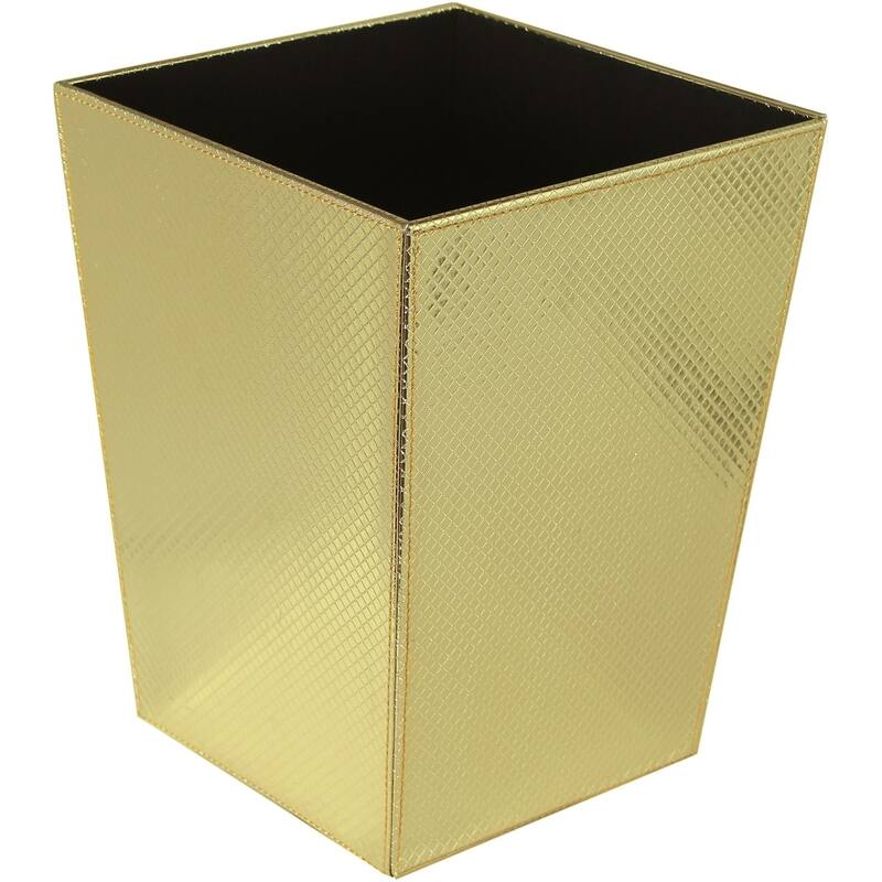 WS Bath Collections Ecopelle Leather Waste Basket - Gold