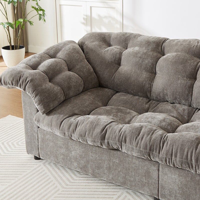 99 Inch Chenille 2-Seater Sofa,Upholstered Fluffy Cloud Sofa
