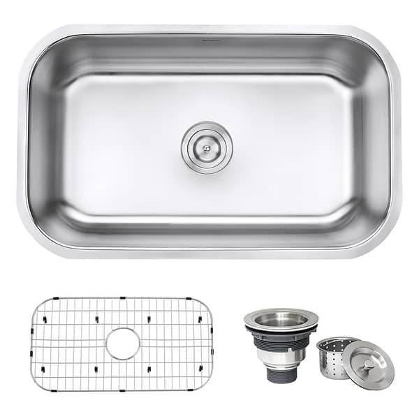 slide 2 of 11, Ruvati 30-inch Undermount 16 Gauge Stainless Steel Kitchen Sink Single Bowl - RVM4250 - 30″ x 18-1/8″