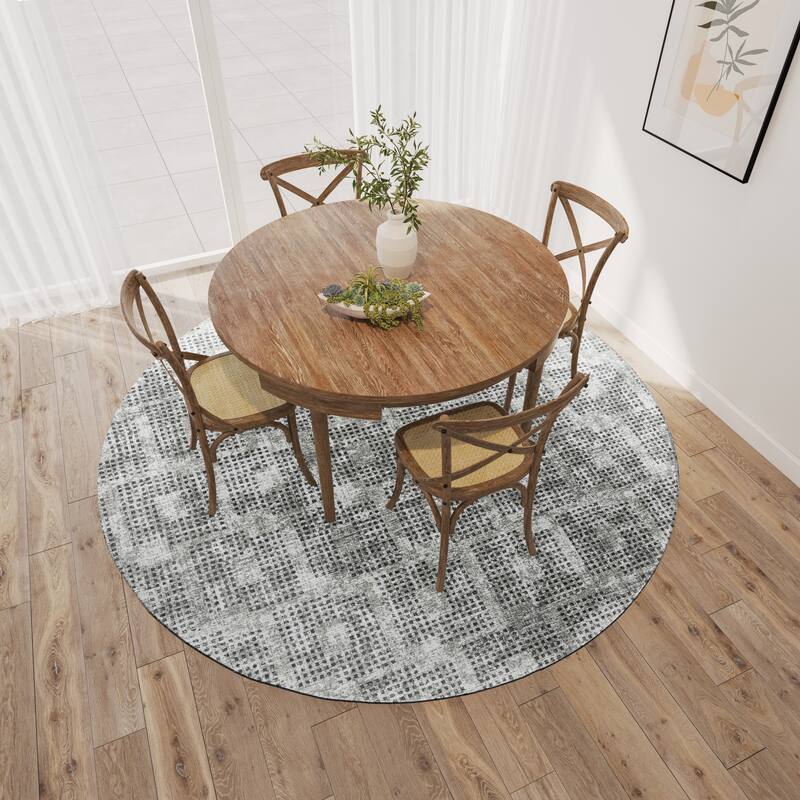 Indoor/ Outdoor Eleanor Modern Houndstooth Washable Rug