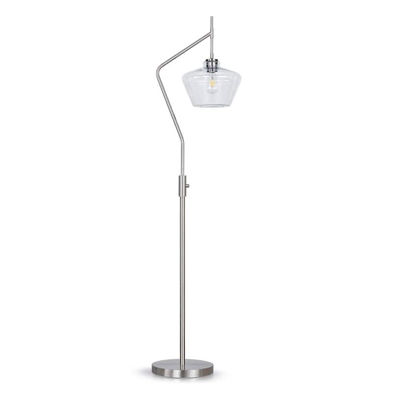 Café 69"H Glass Shade Brushed Nickel Floor Lamp
