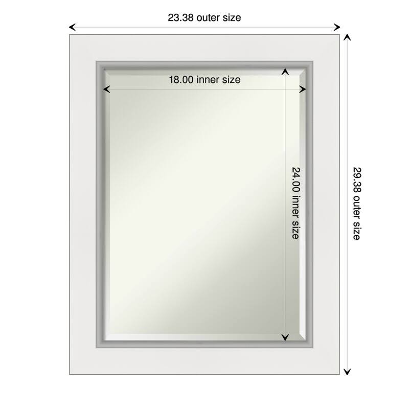 Beveled Wall Mirror - Eva Black Silver Frame - 23.5 x 29.5-inch - Eva White Silver