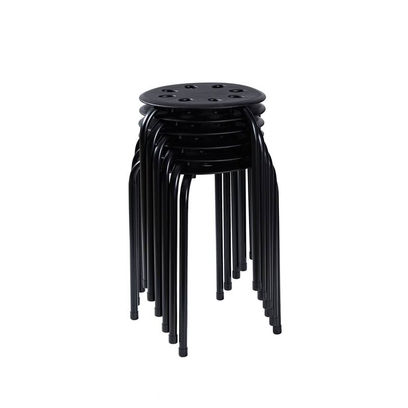 Javlergo 6-Pack Plastic Stackable Stools, Portable 8 Holes Metal Round Top Stools for Kitchen/Classrom