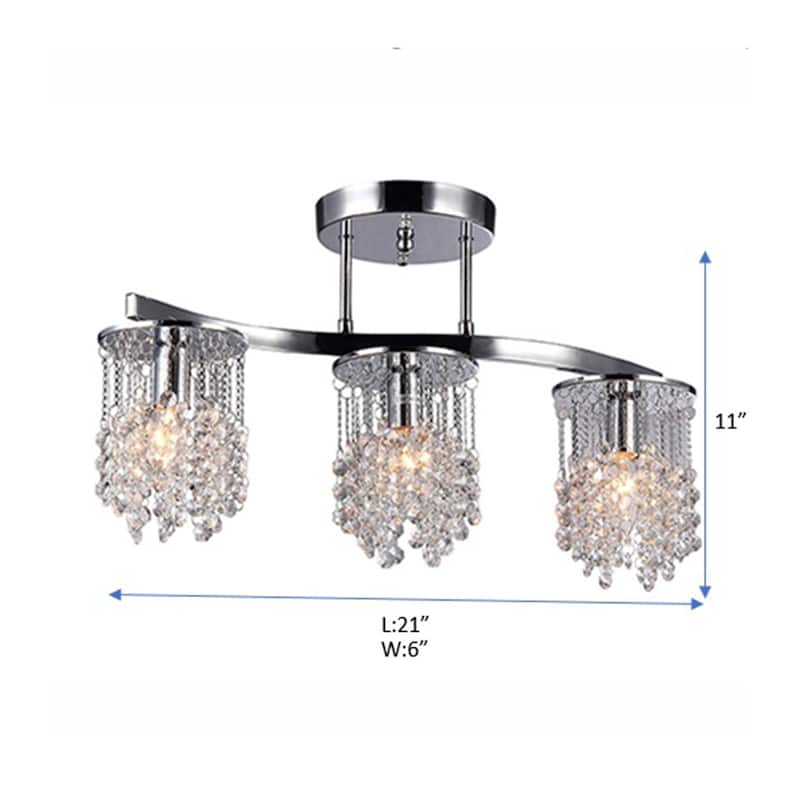 Silver Orchid Hessling Chrome 22-inch 3-light Crystal Chandelier