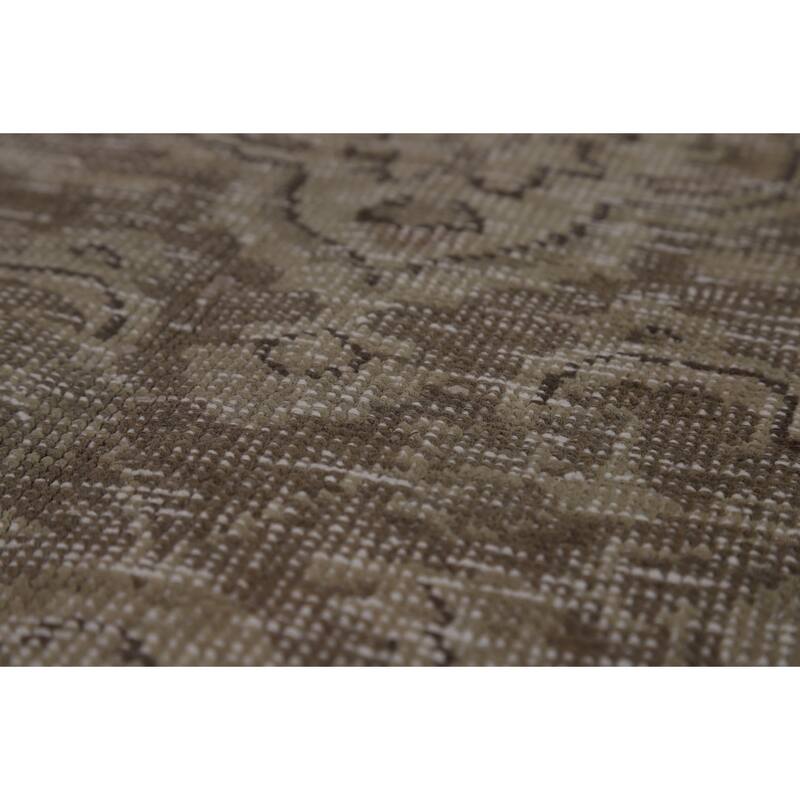 Distressed Tabriz Persian Area Rug Hand-Knotted Green Wool Carpet - 6'5" x 9'0"