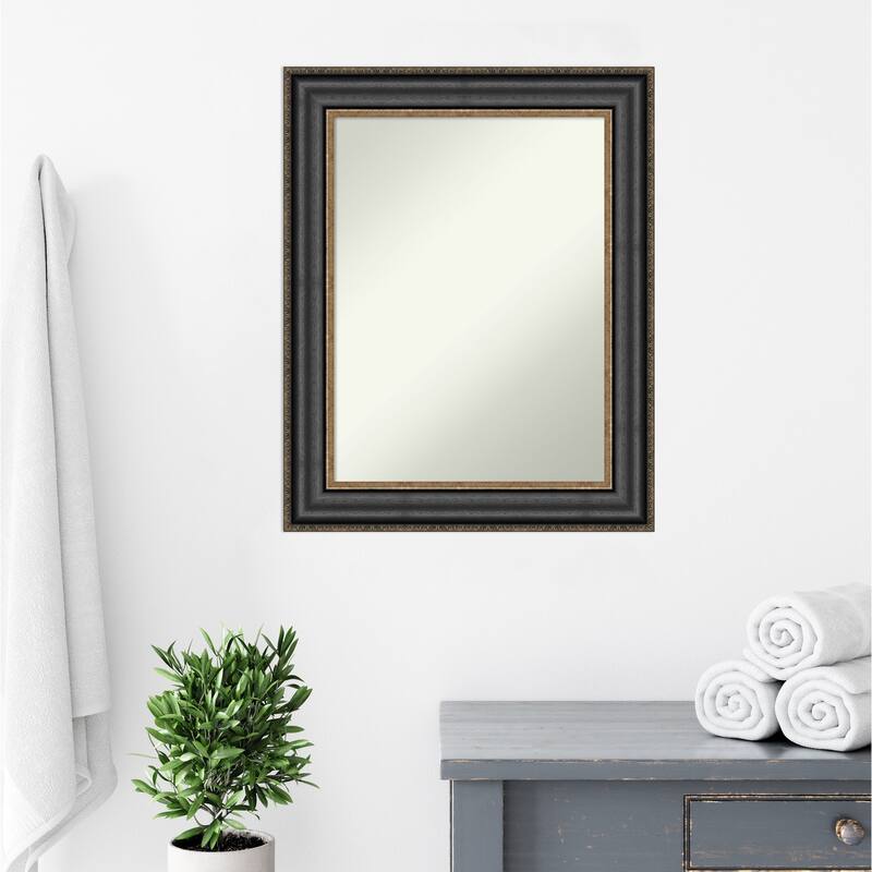 Non-Beveled Bathroom Wall Mirror - Thomas Black Bronze Frame