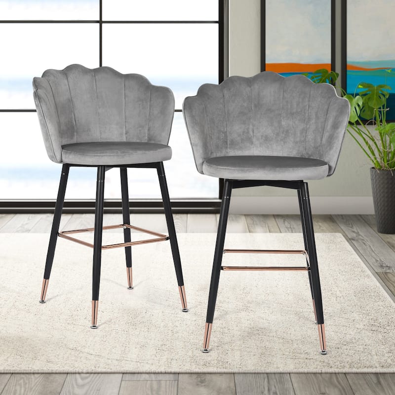 Adeco 42" Height Set of 2 Velvet Bar Stools