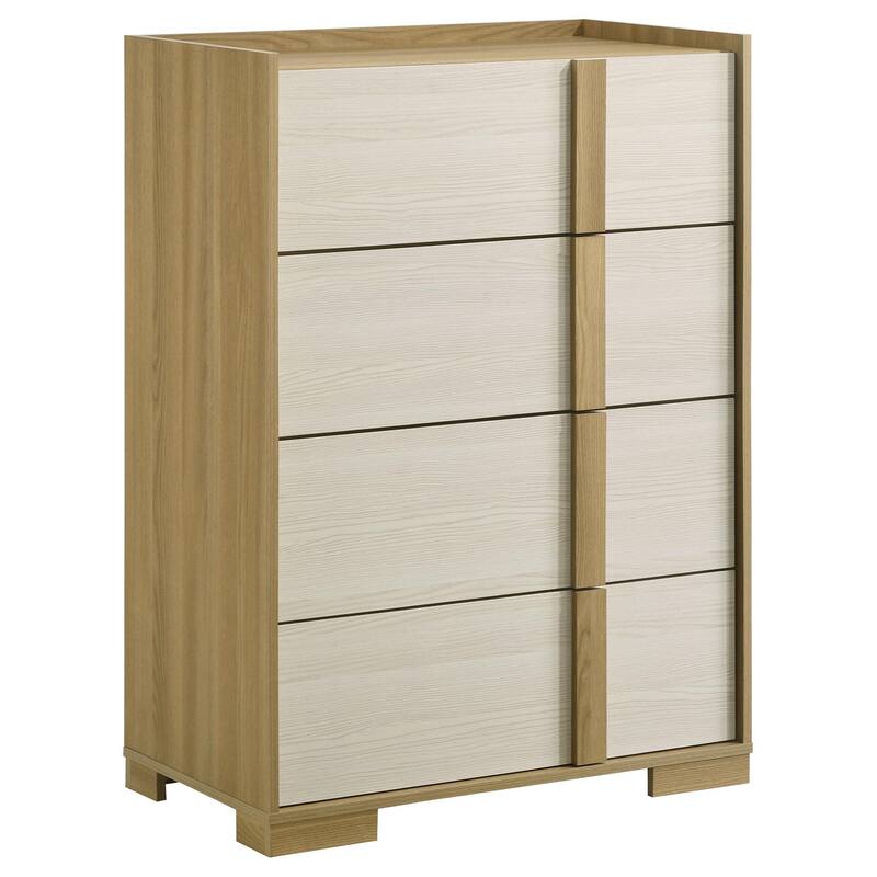 Hyle Tall Dresser Chest, 4 Drawers, Modern Natural Brown and White