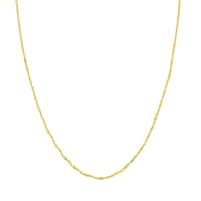 Curata 10k Yellow Gold 1.4mm Singapore Chain Necklace (Spring Ring)