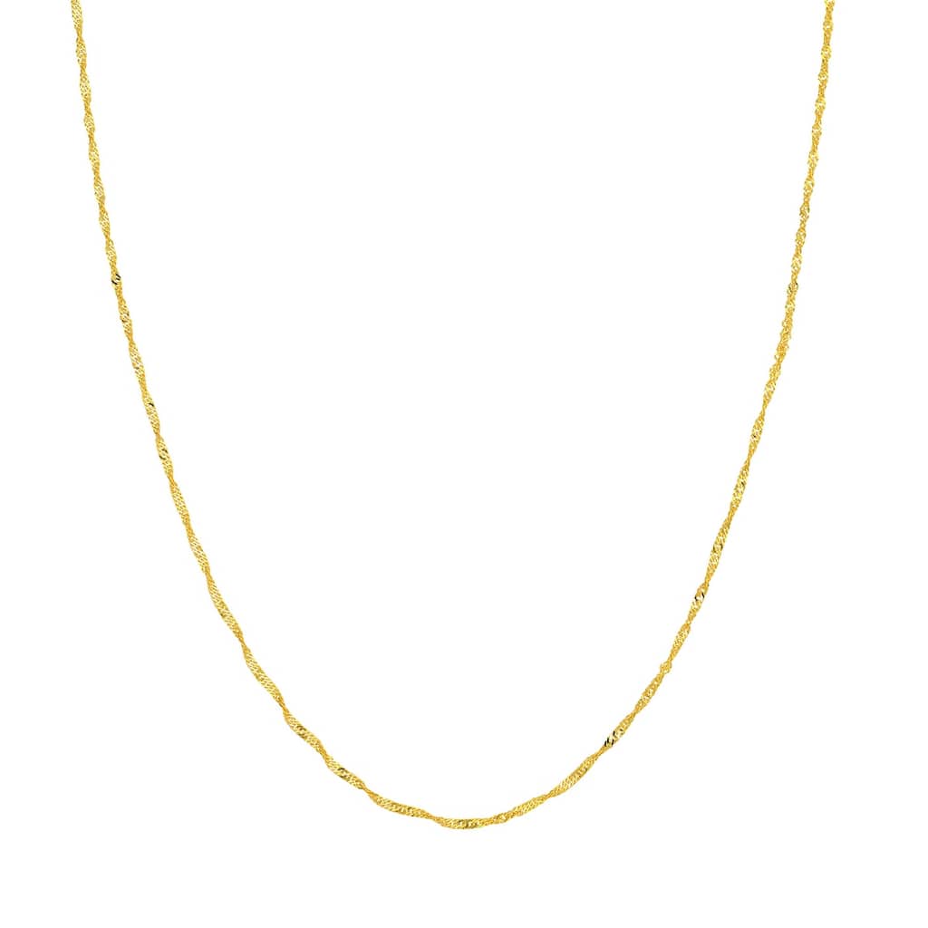 Curata 10k Yellow Gold 1.4mm Singapore Chain Necklace (Spring Ring)