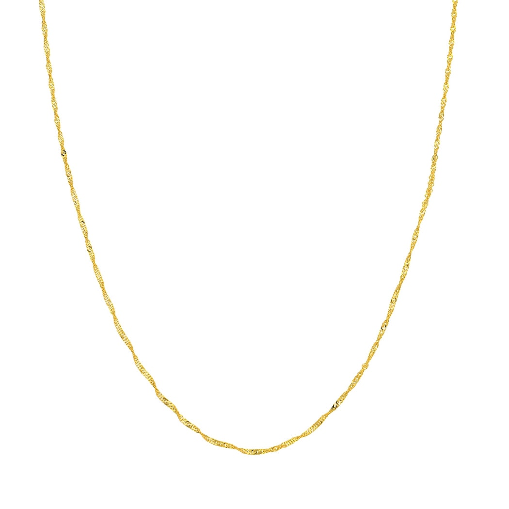 Curata 10k Yellow Gold 1.4mm Singapore Chain Necklace
