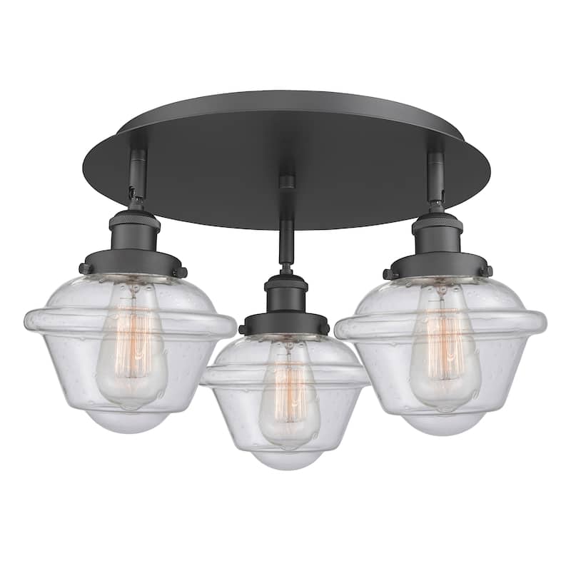Innovations Lighting Oxford - 3 Light 18" Flush Mount - Seedy/Matte Black