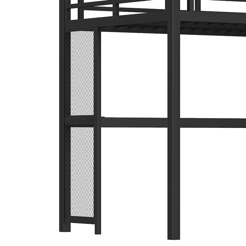 Twin XL Loft Bed with Desk, Storage Stairs & LED Lights - Metal Frame, USB Ports, Noise-Free