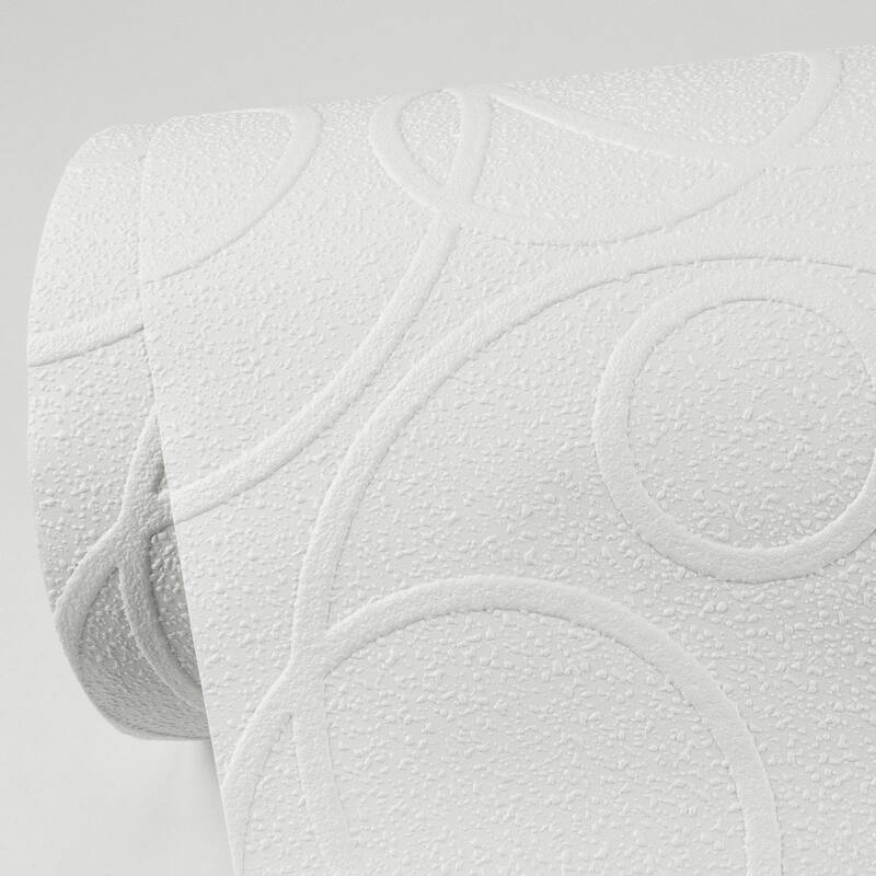 Brewster Artemisia White Circles Paintable Wallpaper - 396in x 20.9in x 0.025in