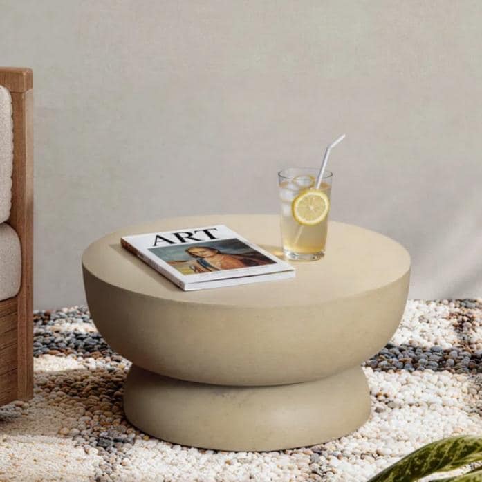 11.4" Concrete Round Low Profile End Table
