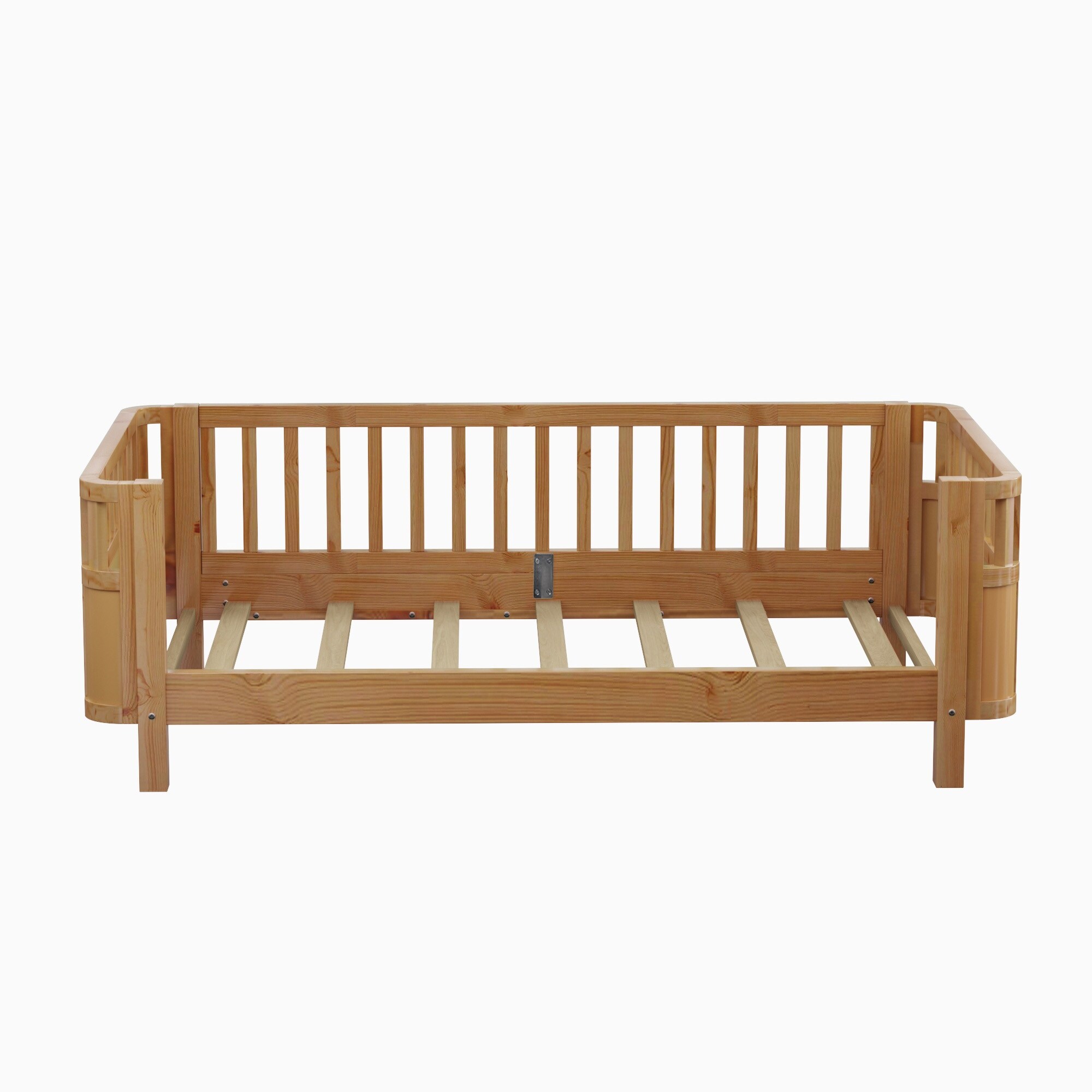 Low Platform Bed with Slats Support, Montessori Bed Frame, Daybed with Detachable Side Rails