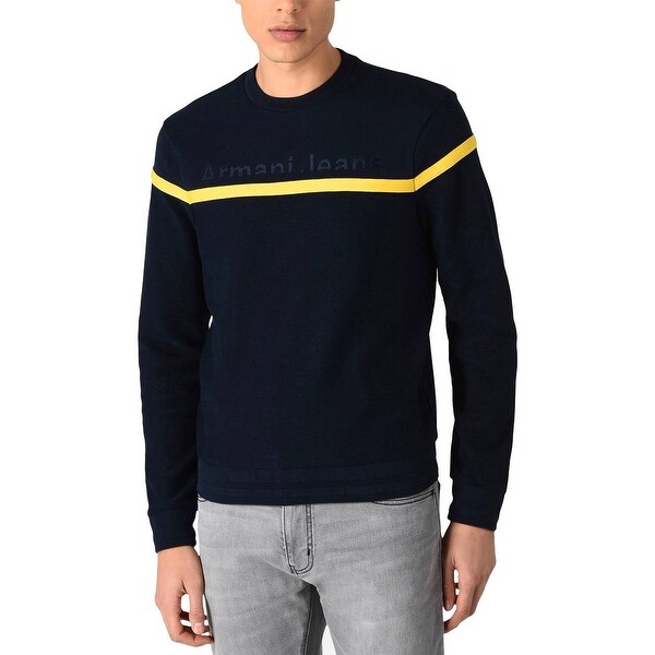 Armani Jeans Mens Embroidery Logo Sweatshirt Small Black/Yellow. Opens flyout.