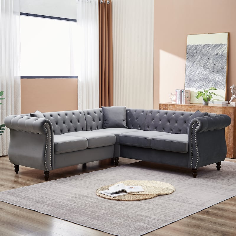 Oversized Corner Sofa Covers, L-Shaped Sectional Couch, 5-Seater Corner Sofas with 3 Cushions
