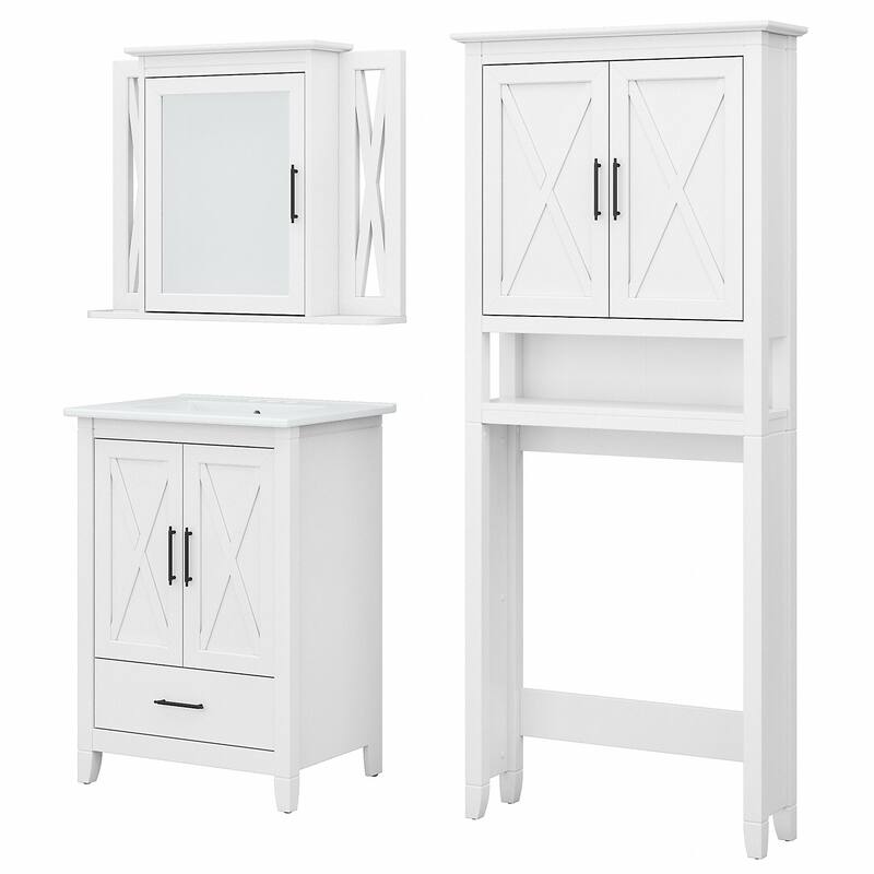 Key West 24W Bathroom Vanity, Mirror and Space Saver by Bush Furniture