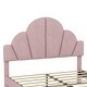 preview thumbnail 16 of 14, Queen Size Velvet Upholstered Platform Bed with Petal Shaped Headboard