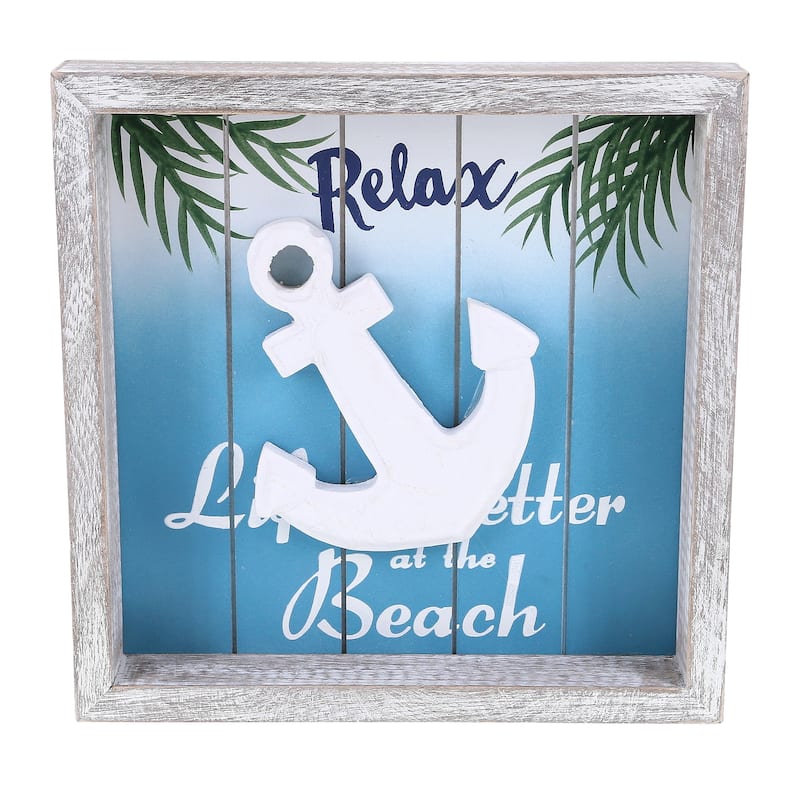 CoTa Global Aqua Sky Wall Anchor Relax Hanging Sign with Hang Mount - 8.8″Lx8.8″Wx1.5″H