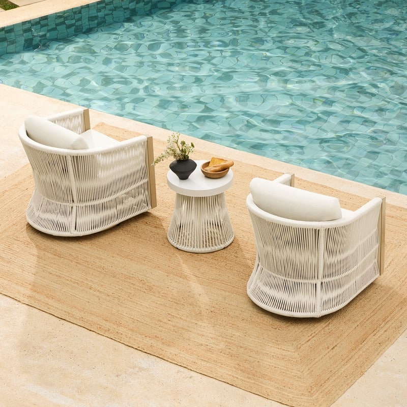 Carlos Outdoor Patio Furniture Bistro Set Swivel Chair