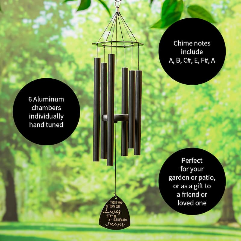30 in. Laser Etched Metal Wind Chime, "Stay in Our Hearts Forever", Scale "A"