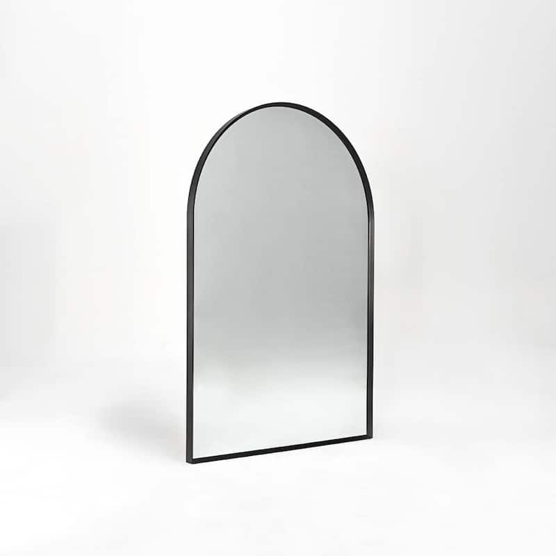 24x32 Inch Silver Metal Framed Arched Bathrrom Mirror for Wall