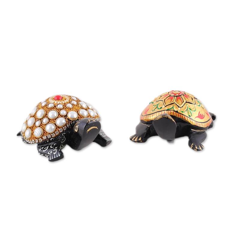 Novica Handmade Festive Turtles Wood Magnets (Pair)