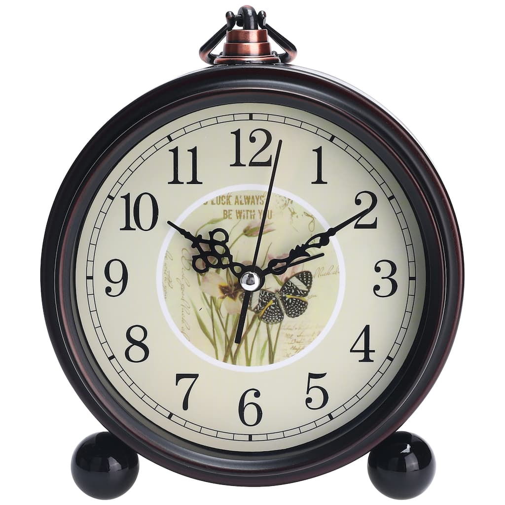 Vintage Desk Clock, Silent Retro Silent Clocks, Battery Operated for Bedroom, Home Decoration 5.9 x 5.1 x 2 inch
