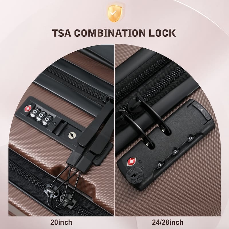 Luggage Sets 5 Piece with Front Opening, Hardside Expandable Carry On Suitcase Set with Double Spinner Wheel, with USB Port