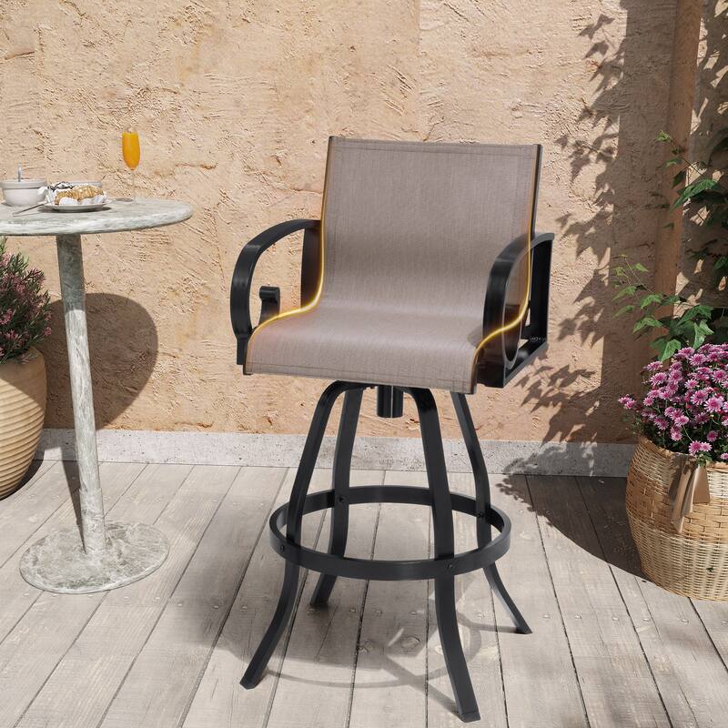 Pellebant Outdoor Aluminum Patio Swivel Bar Stools Sunbrella Textilene Sling